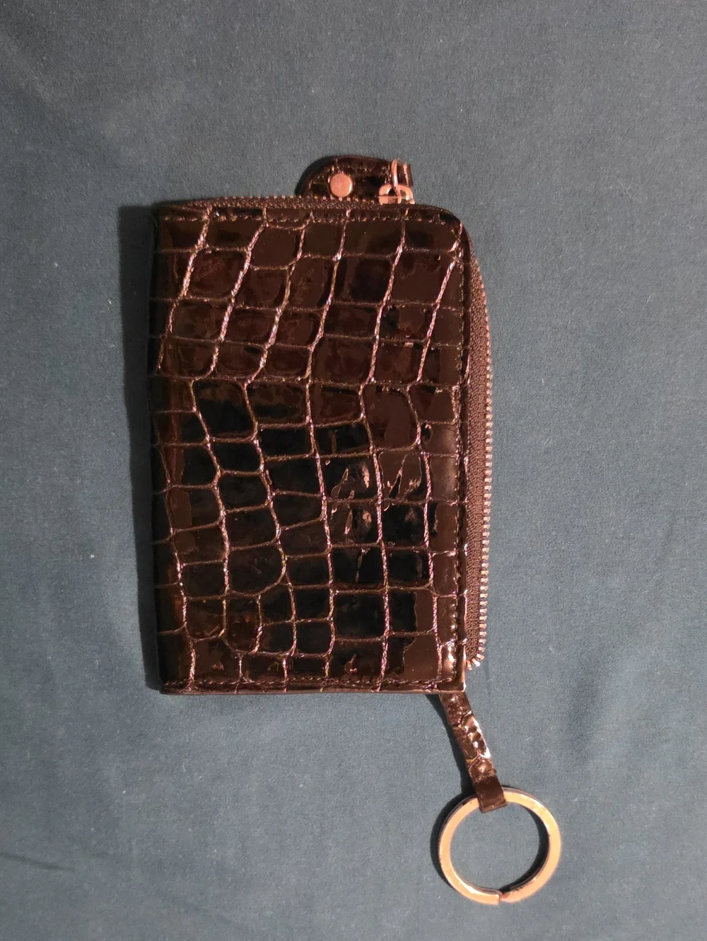 Brighton Black Croc-Embossed Phone Accessory Wallet with Key Ring